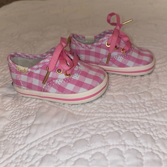 Keds Other - Keds X Kate Spade baby girls pink & white gingham sneakers